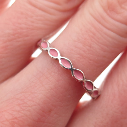 Pandora 925 Sterling Silver Enamel Stackable Band Ring Size 7.5