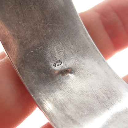 925 Sterling Silver Vintage MRF Flower Oxidized Adjustable Cuff Bracelet 7.25"