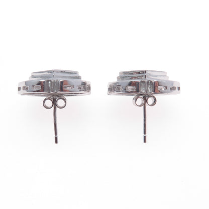 925 Sterling Silver Round-Cut C Z Cross Stud Earrings