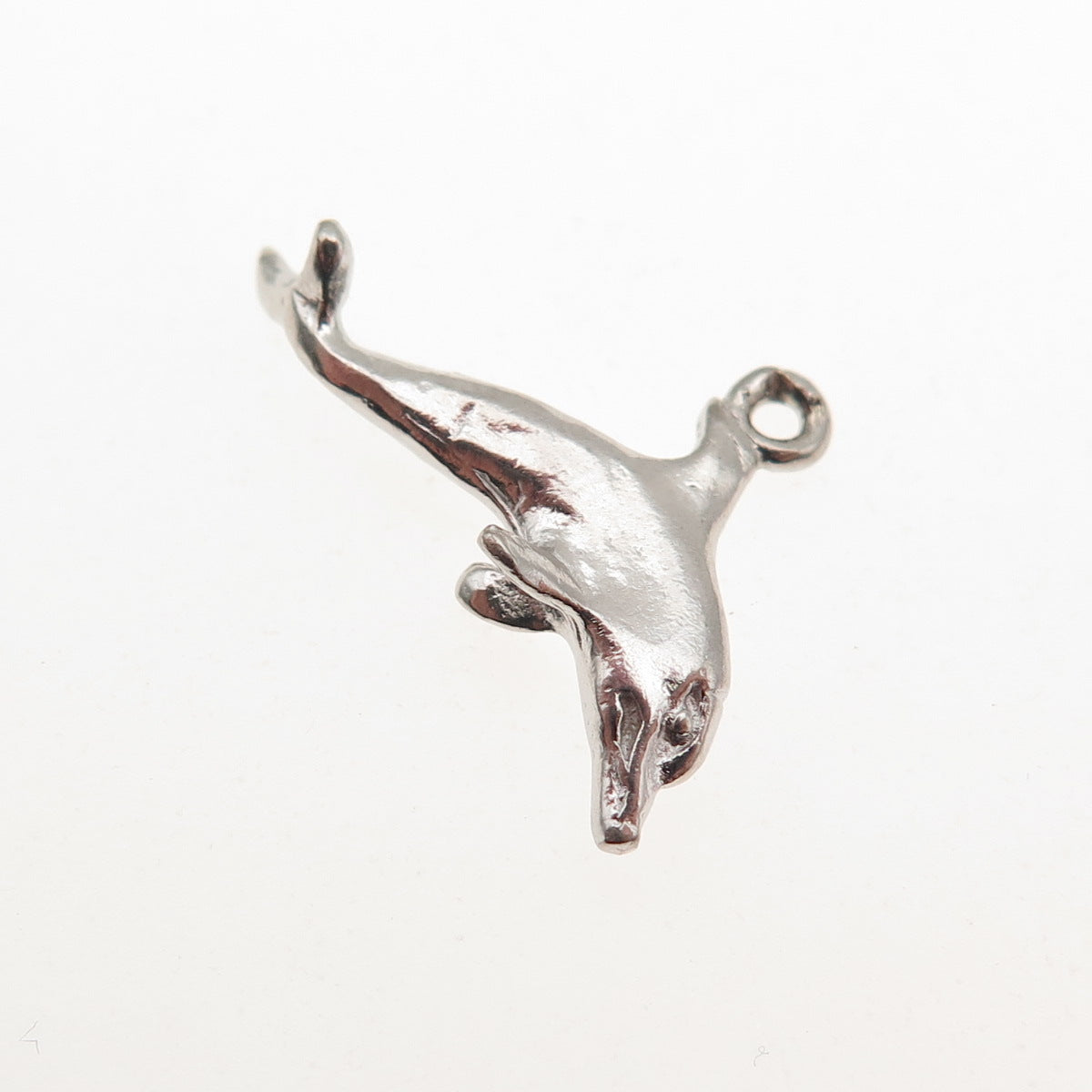 925 Sterling Silver Vintage Friendly Dolphin 3D Mini Charm Pendant
