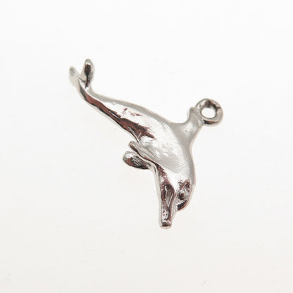 925 Sterling Silver Vintage Friendly Dolphin 3D Mini Charm Pendant