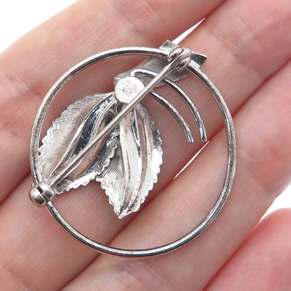 CURTIS CURTMAN 925 Sterling Silver Vintage Floral Leaf Pin Brooch