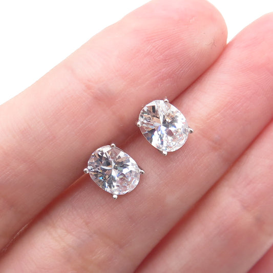 DBJ DEE BERKLE 925 Sterling Silver Oval-Cut C Z Stud Earrings