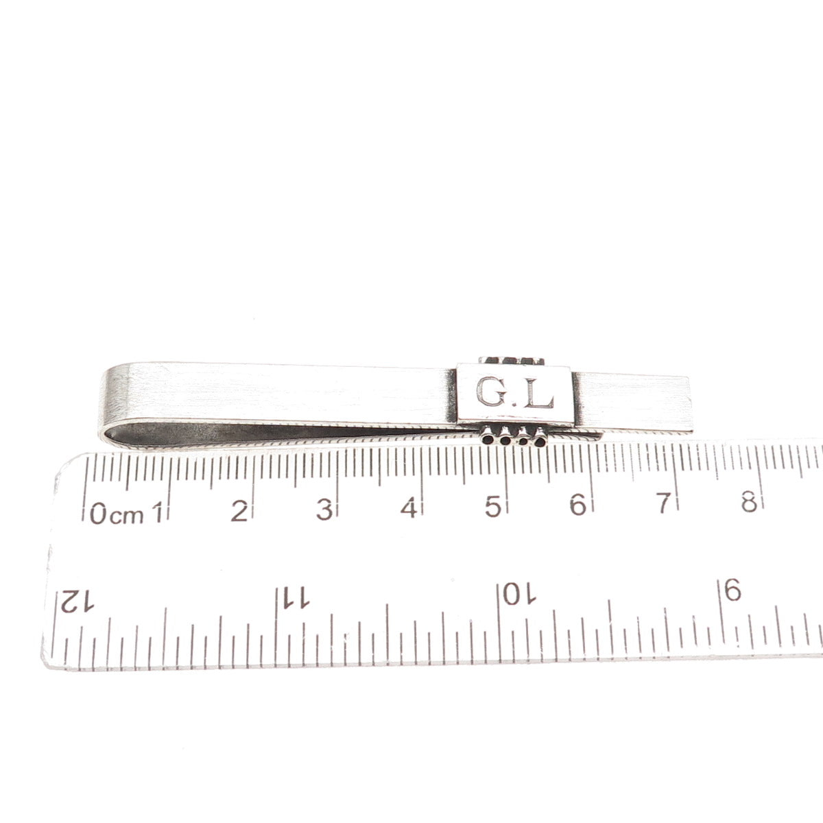 Georg Jensen Sterling Silver Vintage Engraved Modernist Oxidized Tie Clip #208