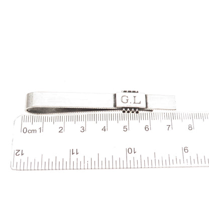 Georg Jensen Sterling Silver Vintage Engraved Modernist Oxidized Tie Clip #208
