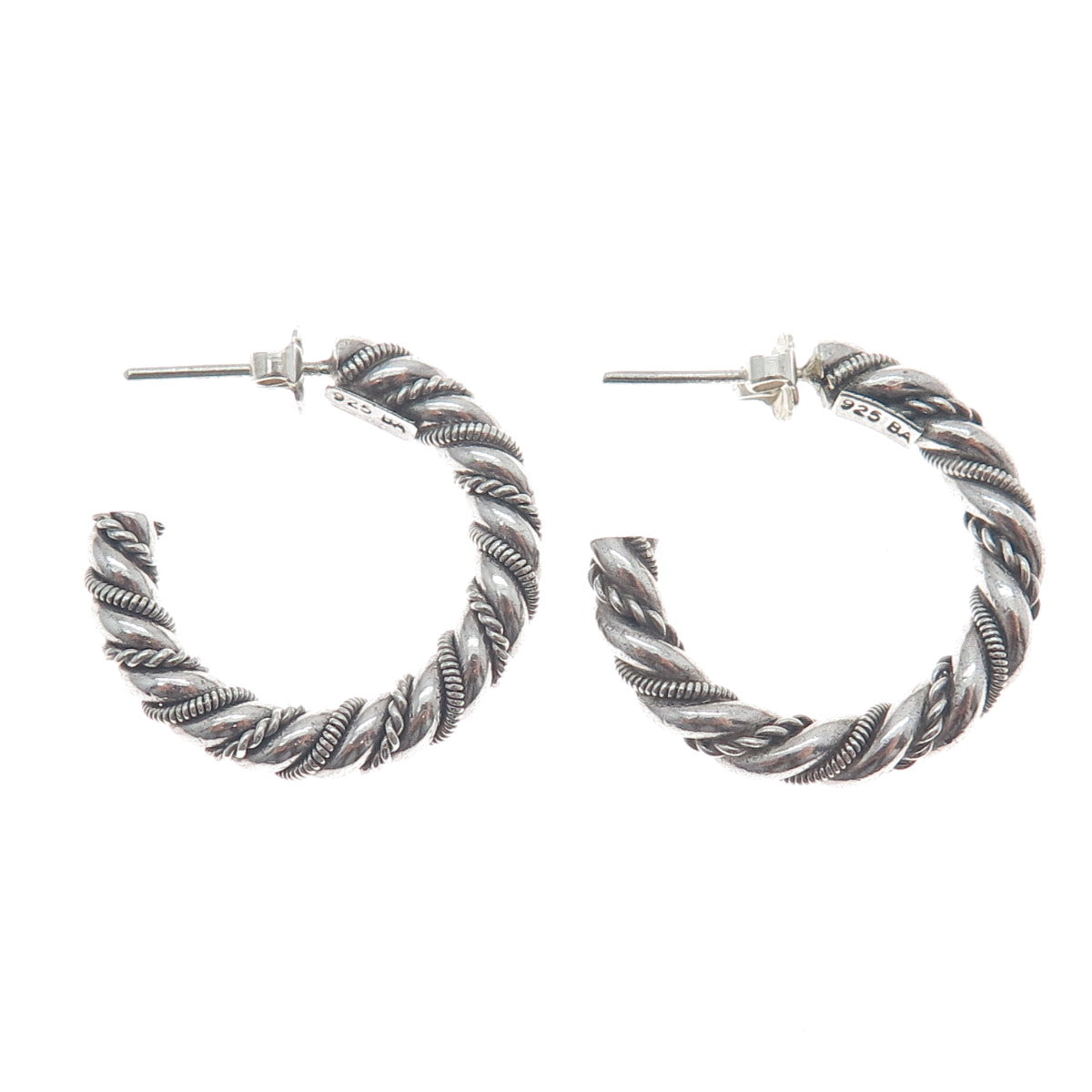 SUARTI BALI 925 Sterling Silver Vintage Twisted Oxidized Hoop Earrings