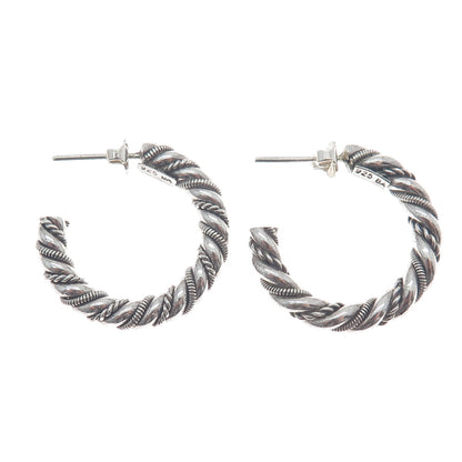 SUARTI BALI 925 Sterling Silver Vintage Twisted Oxidized Hoop Earrings