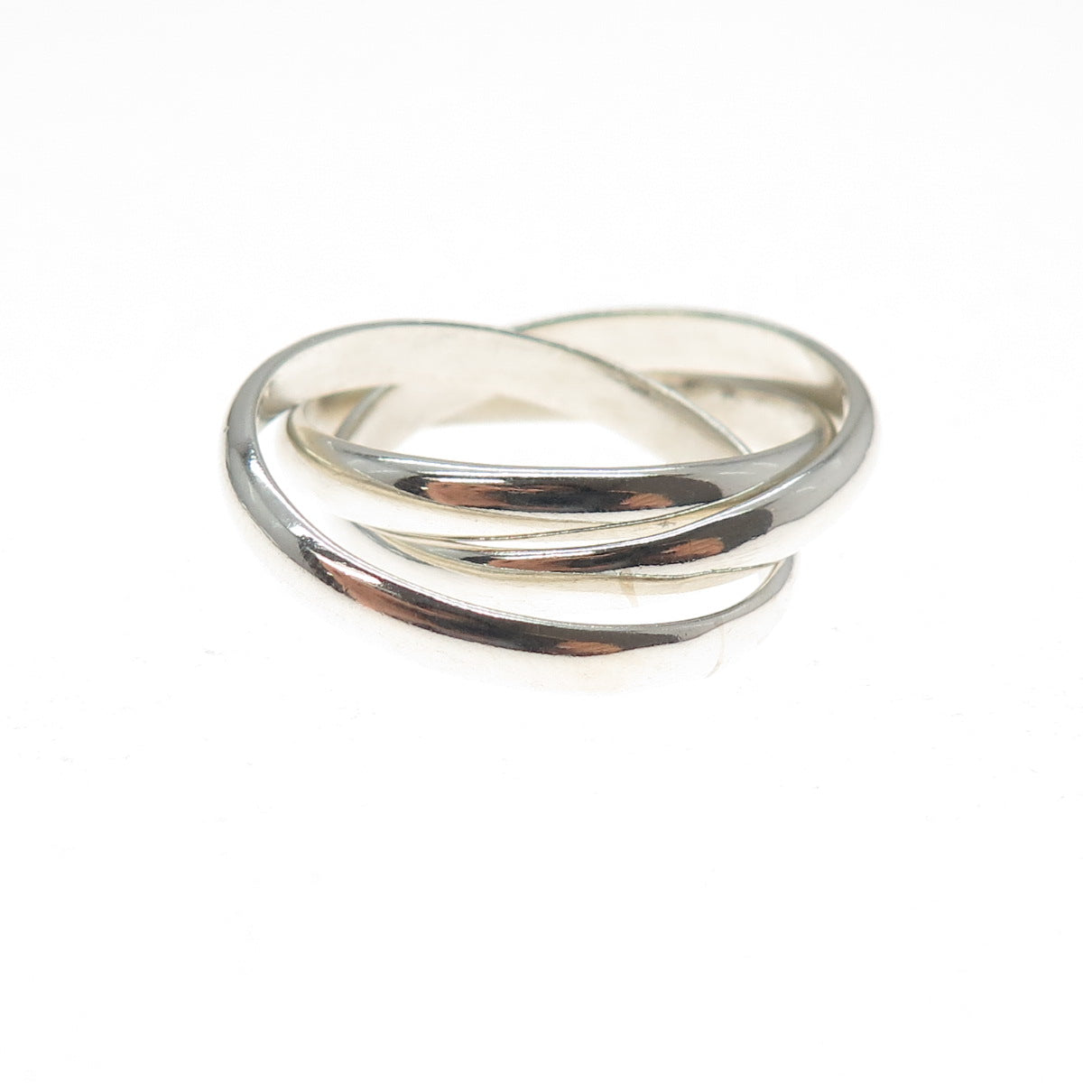 925 Sterling Silver Vintage Interlocked Trinity Band Ring Size 11