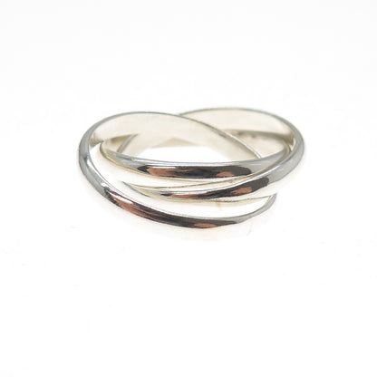 925 Sterling Silver Vintage Interlocked Trinity Band Ring Size 11