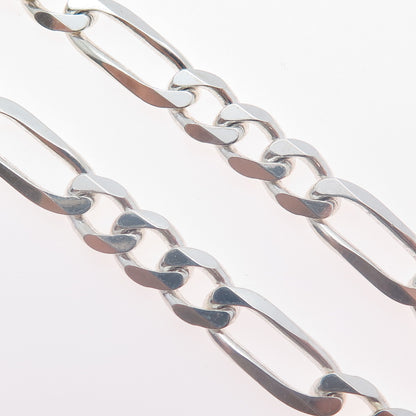 925 Sterling Silver Vintage Italy Figaro Chain Necklace 18"