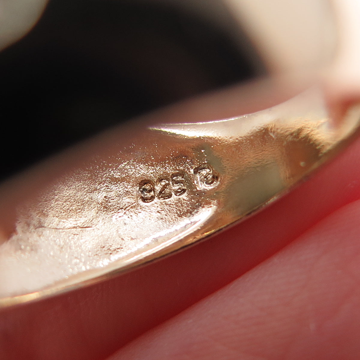 ROSS SIMONS 925 Sterling Silver Rose Gold Plated Aventurine & C Z Ring Size 8.25