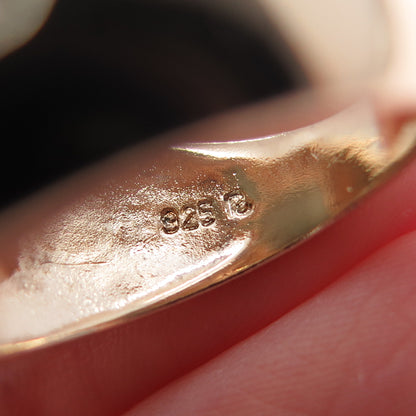 ROSS SIMONS 925 Sterling Silver Rose Gold Plated Aventurine & C Z Ring Size 8.25