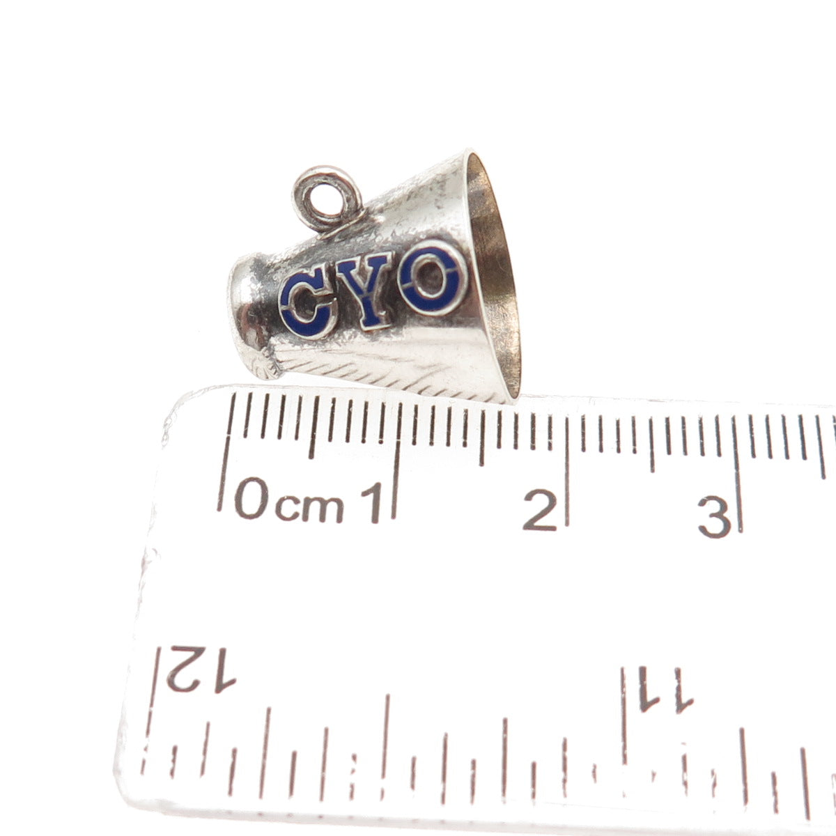 J.M. Fisher Sterling Silver Vintage Enamel CYO Collage Megaphone Mini Pendant