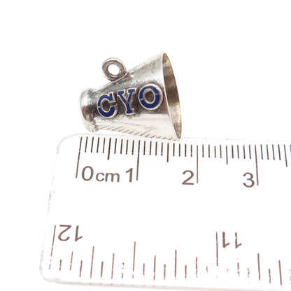 J.M. Fisher Sterling Silver Vintage Enamel CYO Collage Megaphone Mini Pendant