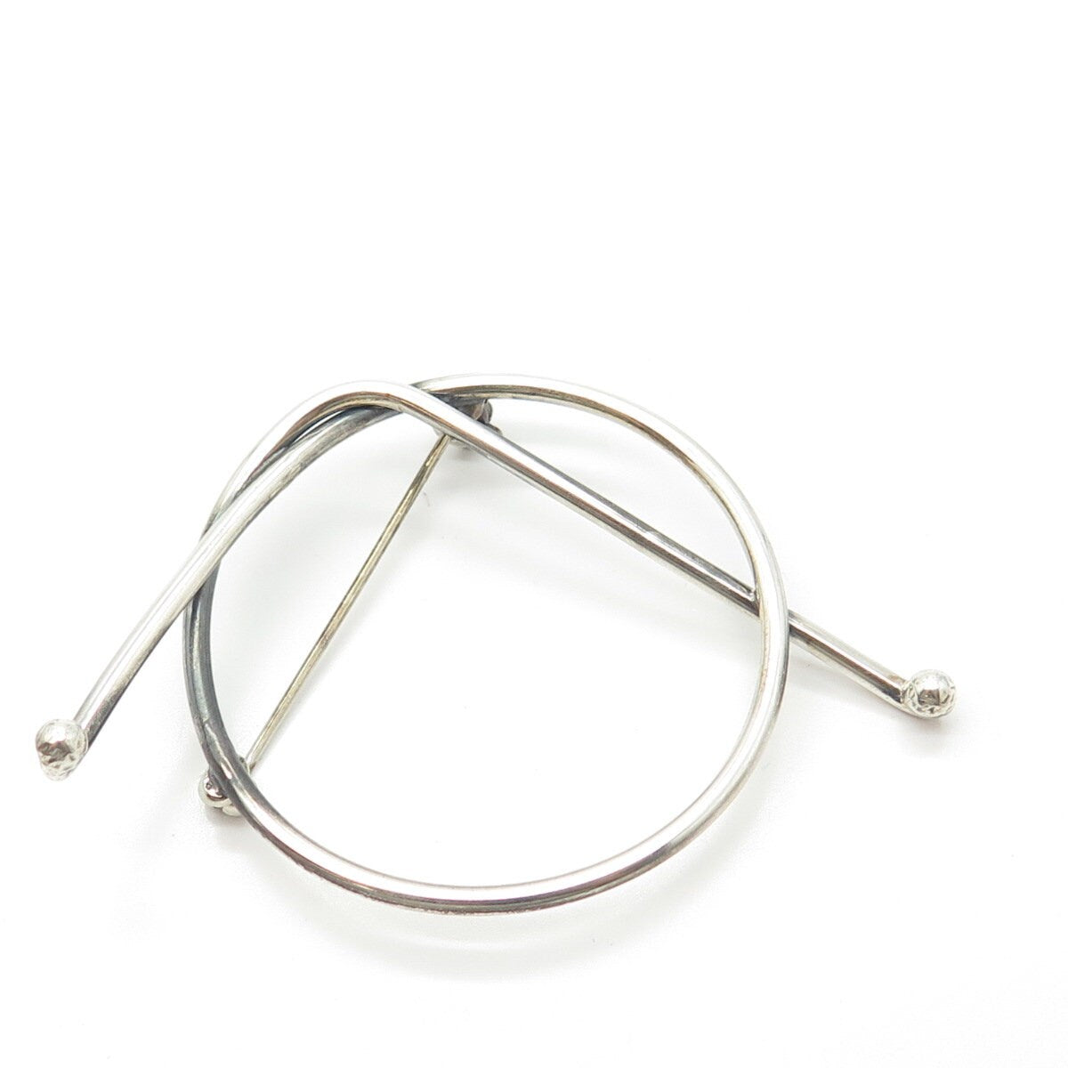 925 Sterling Silver Vintage Handcrafted Modernist Knot Pin Brooch