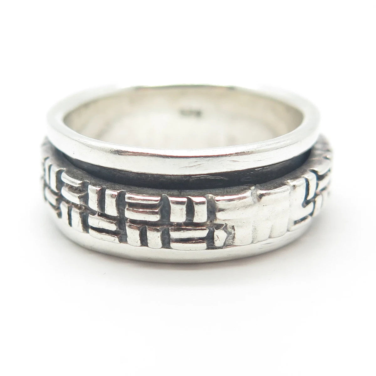 925 Sterling Silver Vintage Woven Rotating Band Ring Size 5.75