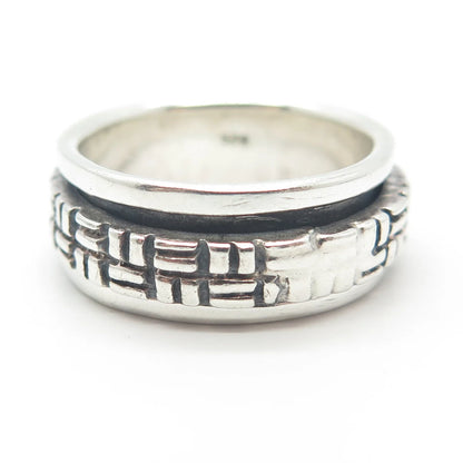 925 Sterling Silver Vintage Woven Rotating Band Ring Size 5.75