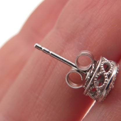 925 Sterling Silver Real Round-Cut Diamond Stud Earrings