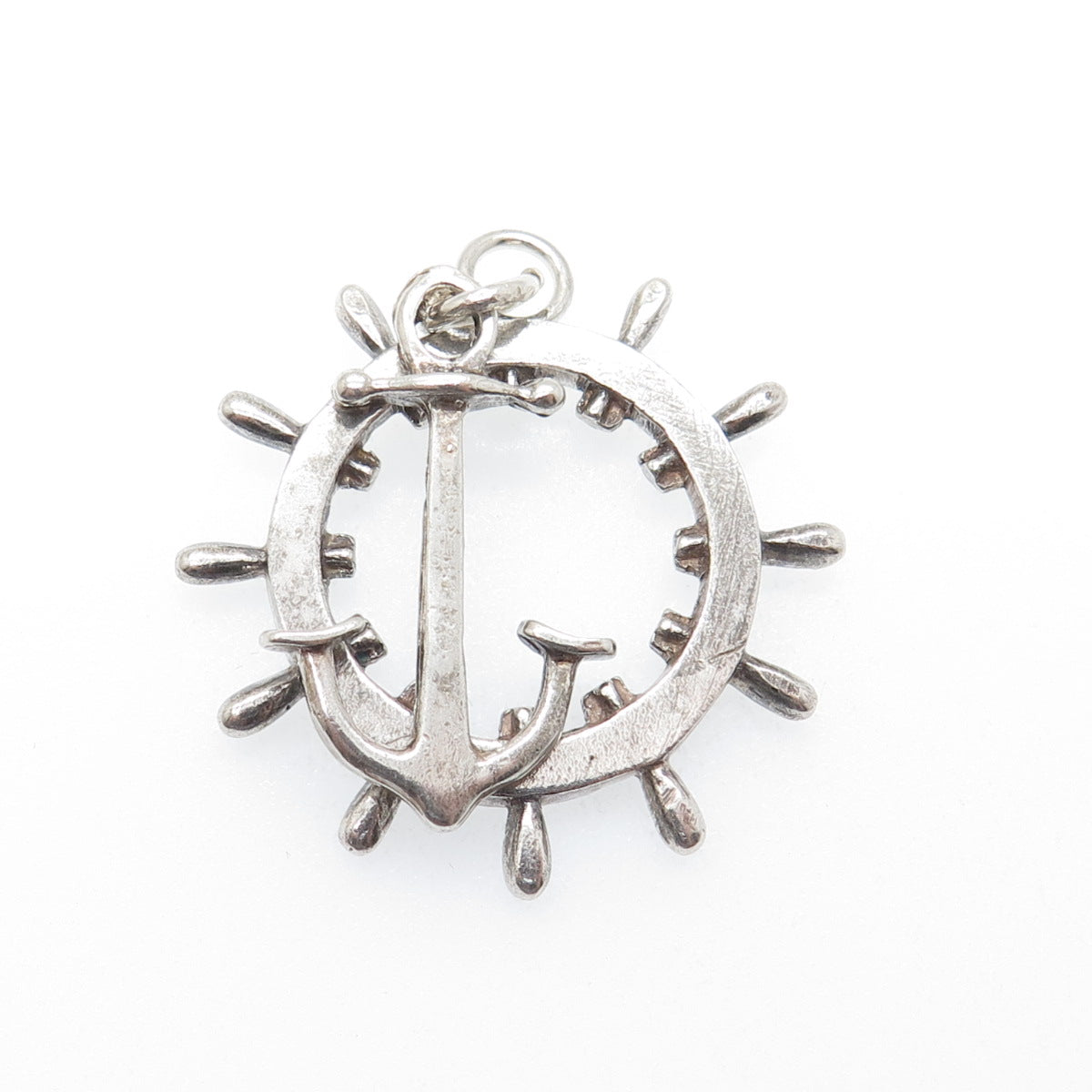 WILMOT & ROBERTS 925 Sterling Antique 1898 Birmingham Anchor Ship Wheel Pendant