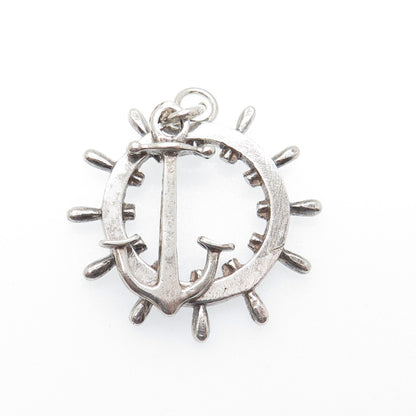 WILMOT & ROBERTS 925 Sterling Antique 1898 Birmingham Anchor Ship Wheel Pendant
