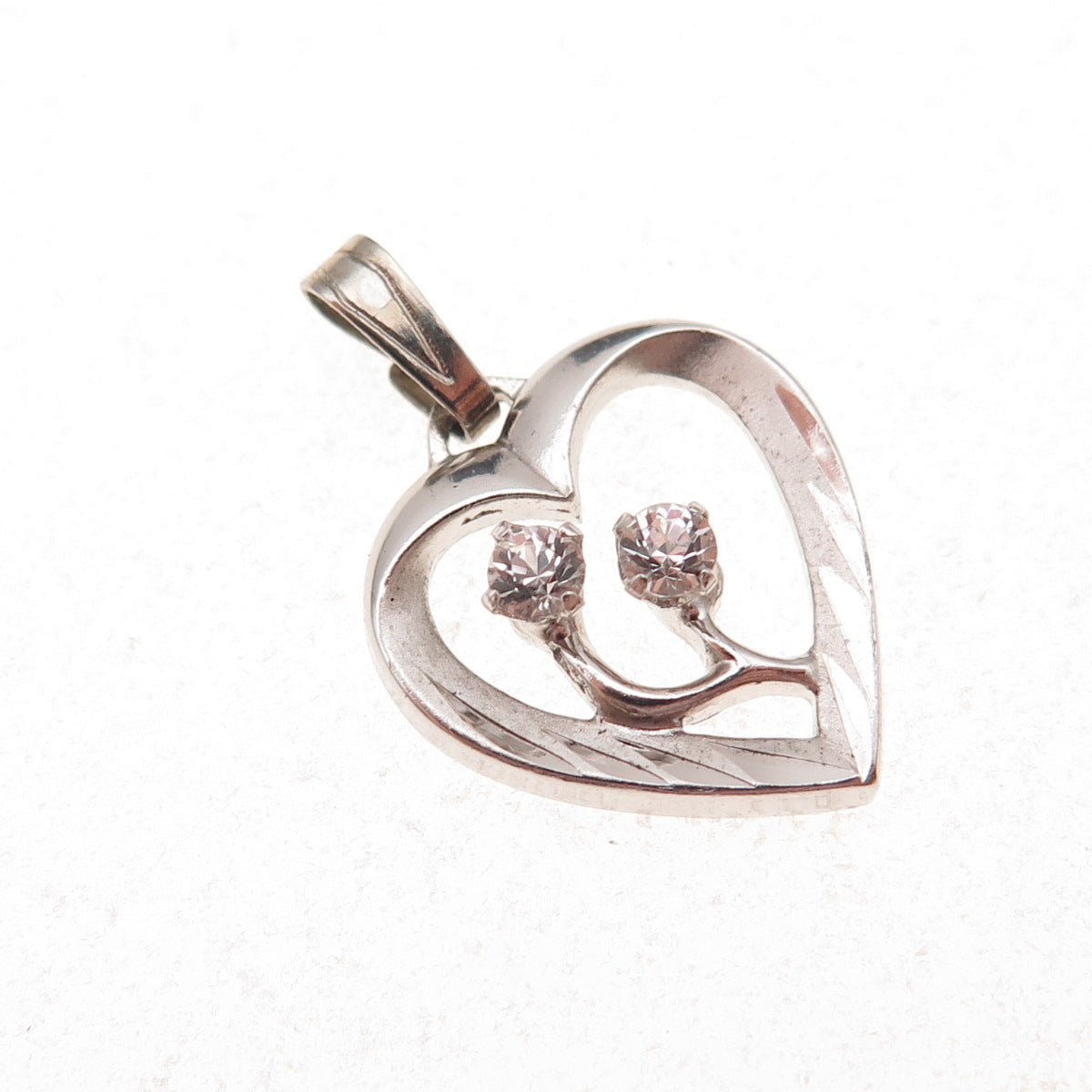 Marvel 925 Sterling Silver Vintage Rhinestone Mom & Child Heart Charm Pendant