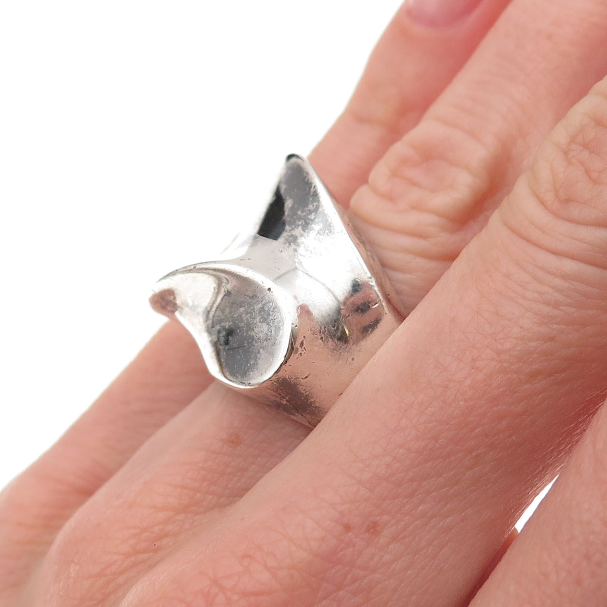 925 Sterling Silver Vintage Mexico Modernist Oxidized Ring Size 5.5