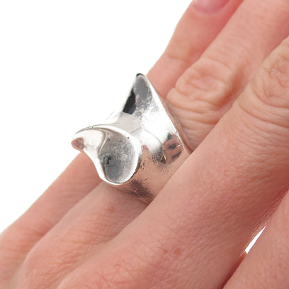 925 Sterling Silver Vintage Mexico Modernist Oxidized Ring Size 5.5