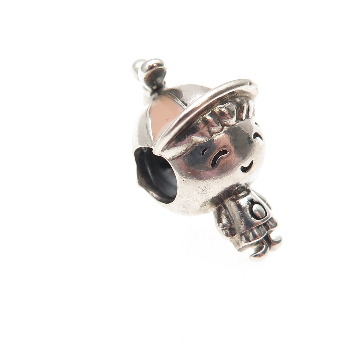 PANDORA 925 Sterling Silver Enamel Propeller Hat Boy Slide Bead Charm
