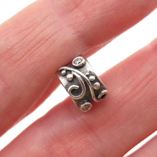 PANDORA 925 Sterling Silver Round-Cut C Z Tendril Clip Charm