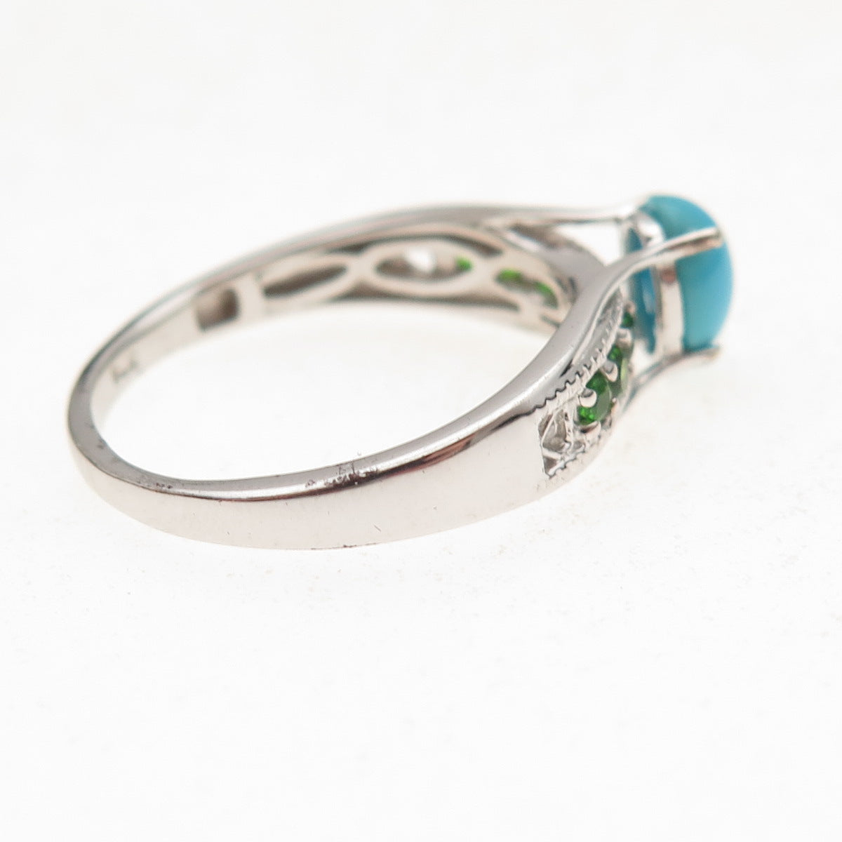 Chuck Clemency 925 Sterling Silver Real Turquoise & Peridot Ring Size 8.25