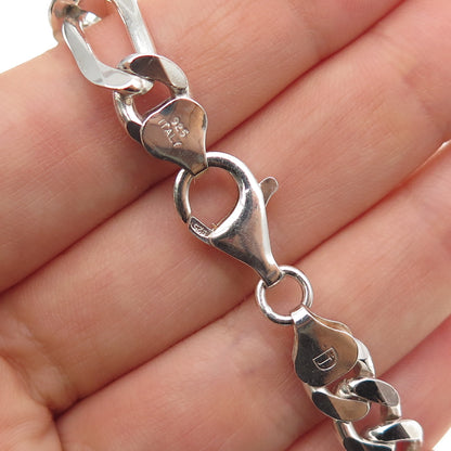925 Sterling Silver Vintage Italy Figaro Link Bracelet 9"