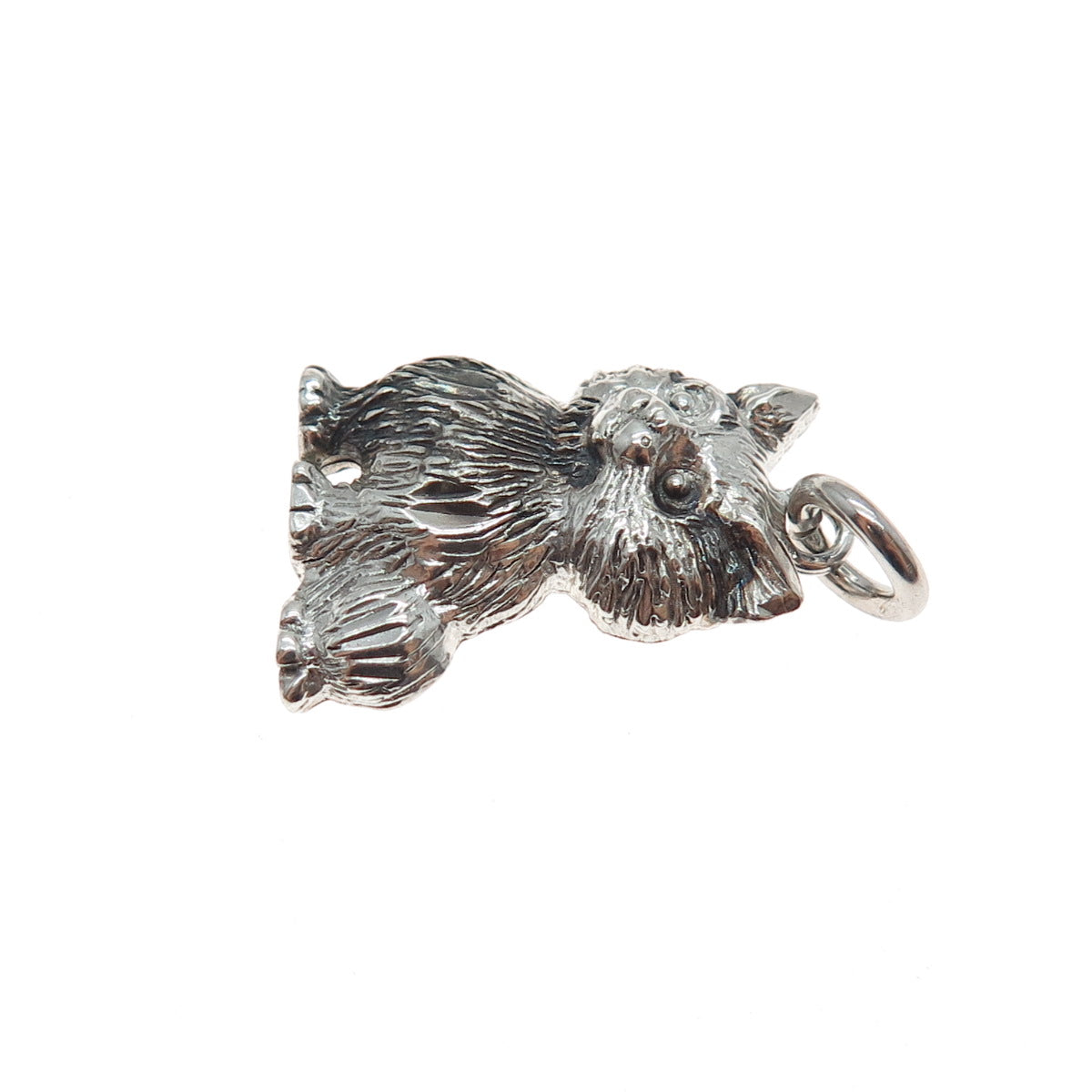 925 Sterling Silver Vintage Cat Oxidized Minimalist Charm Pendant