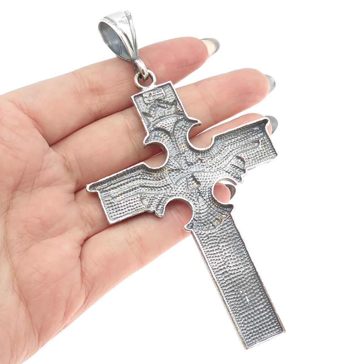 ONE OF A KIND 925 Sterling Silver Vintage Double Headed Eagle Cross Pendant