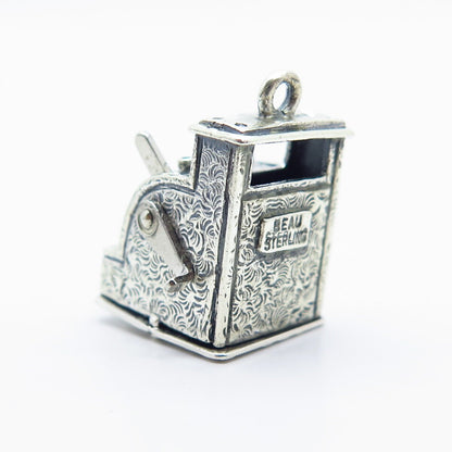 925 Sterling Silver Vintage BEAU Slot Machine For Good Luck Charm Pendant