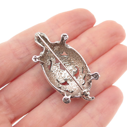 JEZLAINE 925 Sterling Silver Vintage Turtle Oxidized Pin Brooch