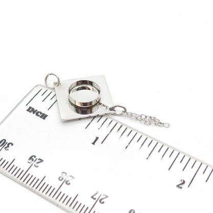 925 Sterling Silver Vintage Graduation Cap & Chain Tassel Charm Pendant