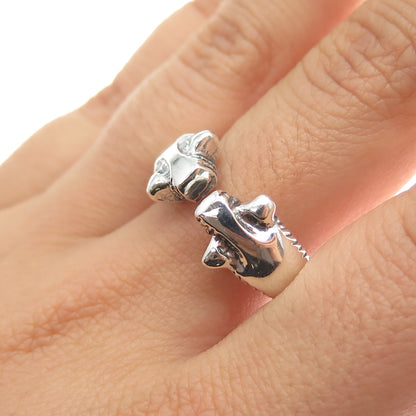 925 Sterling Silver Vintage Modernist Adjustable Ring Size 8.5
