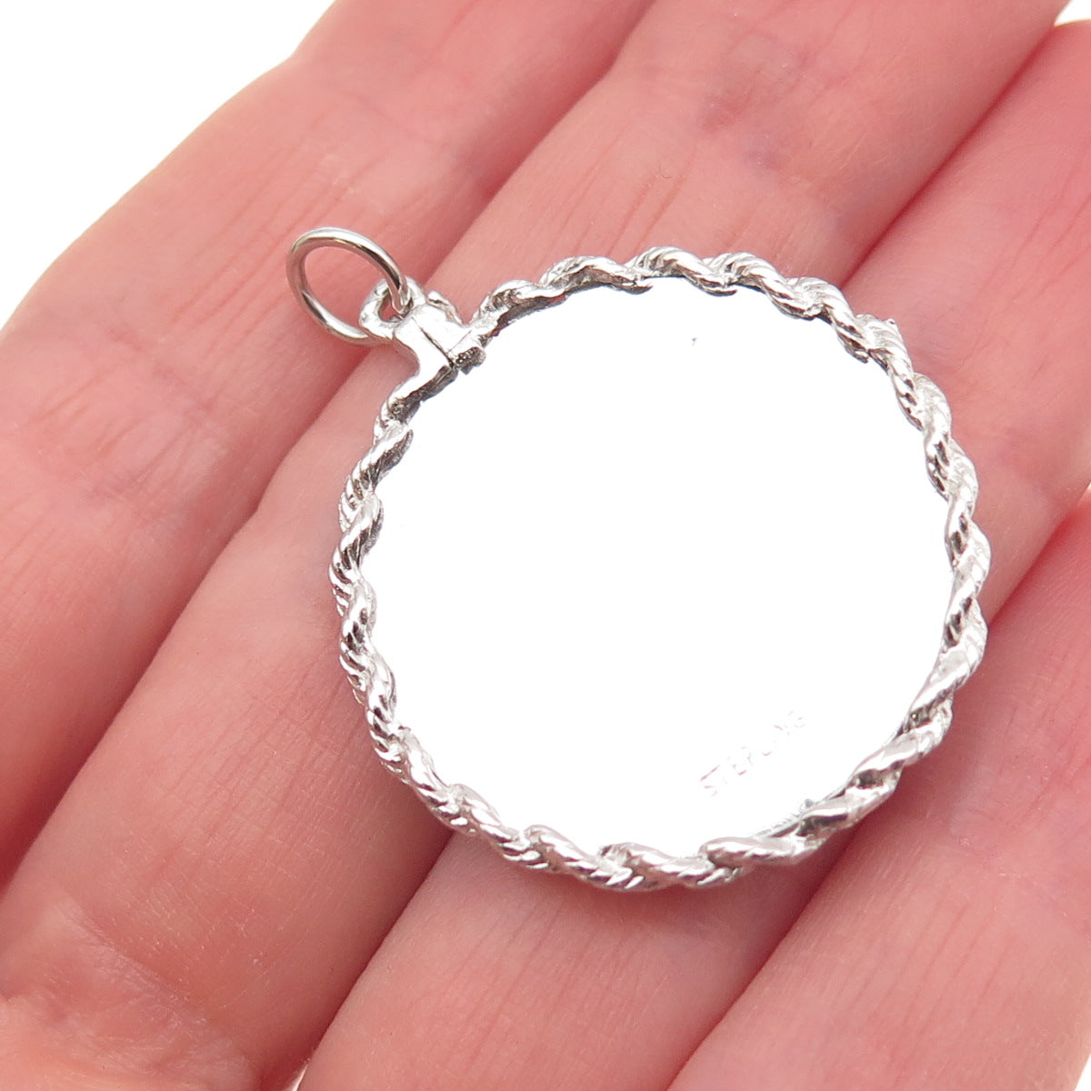 925 Sterling Silver Vintage Rhinestone Santa Merry Christmas Charm Pendant