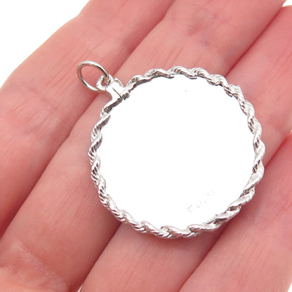 925 Sterling Silver Vintage Rhinestone Santa Merry Christmas Charm Pendant