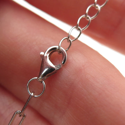 925 Sterling Silver Muti-Cut C Z Paperclip Chain Necklace 18-20"