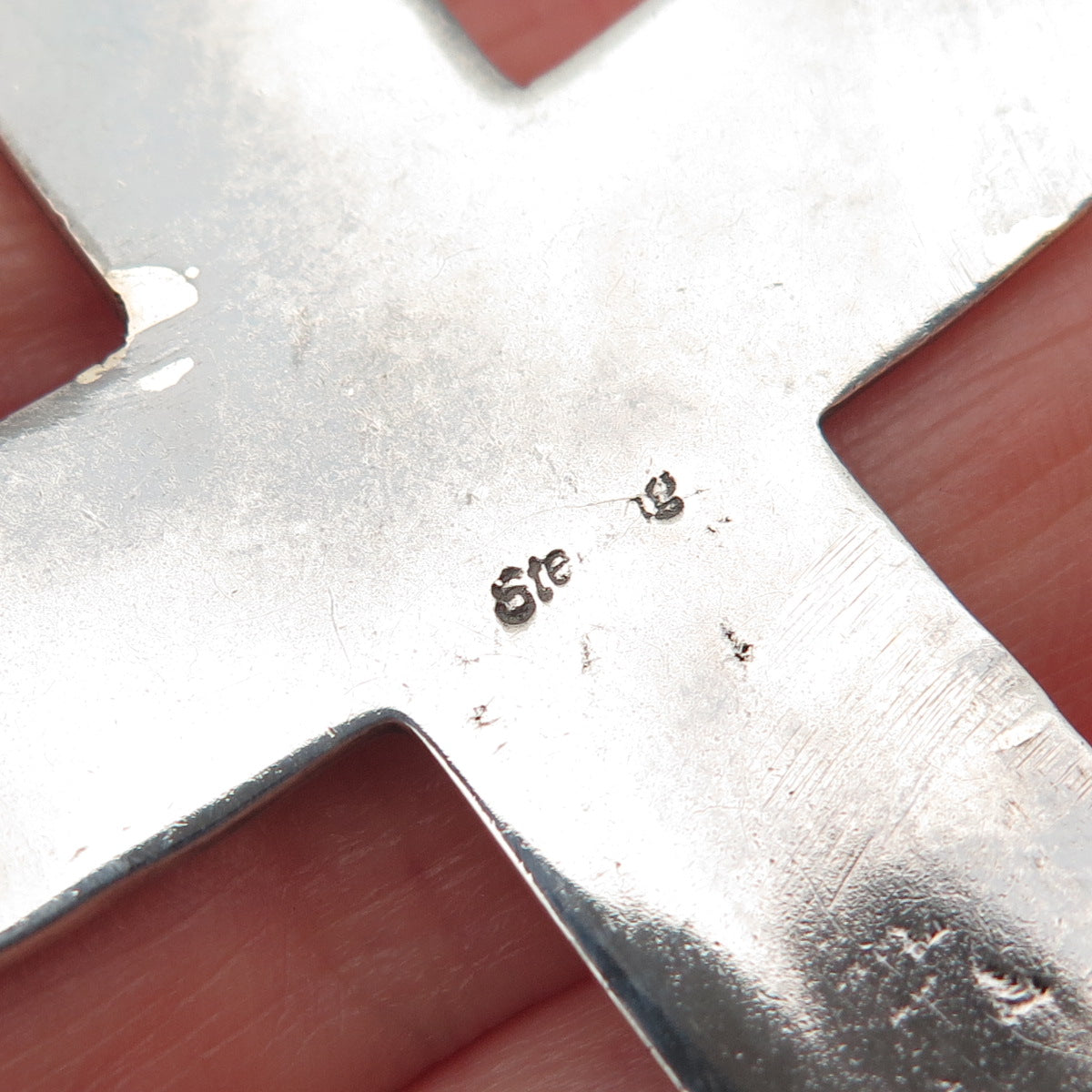 Old Pawn 925 Sterling Silver Vintage Southwestern Cross Oxidized Tribal Pendant