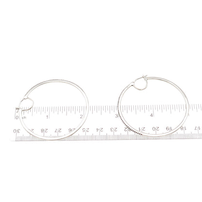 Sun 925 Sterling Silver Real Round-Cut Diamond Hoop Earrings