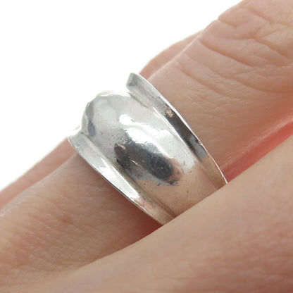 925 Sterling Silver Vintage Modernist Hammered Ring Size 8.5
