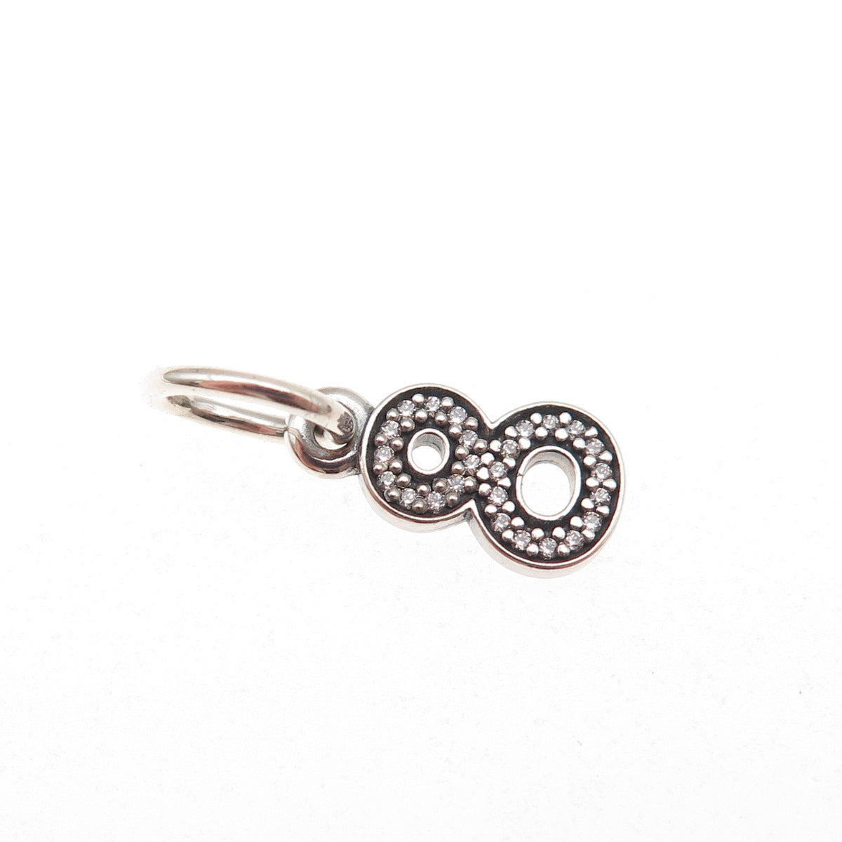 Pandora 925 Sterling Silver C Z Lucky Number 8 Dangle Charm Pendant