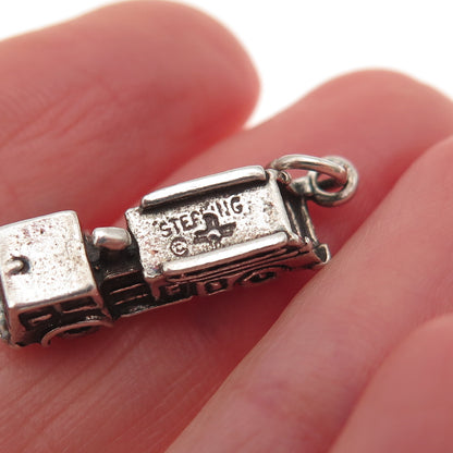 Sunwest 925 Sterling Silver Vintage Fire Truck Oxidized 3D Charm Pendant