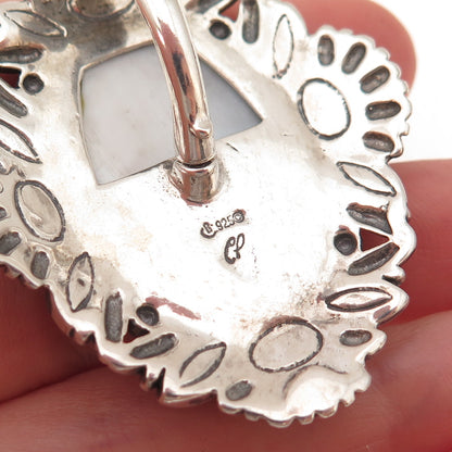 Carolyn Pollack Sterling Vintage Real MOP Abalone Shell Black Onyx Slide Pendant