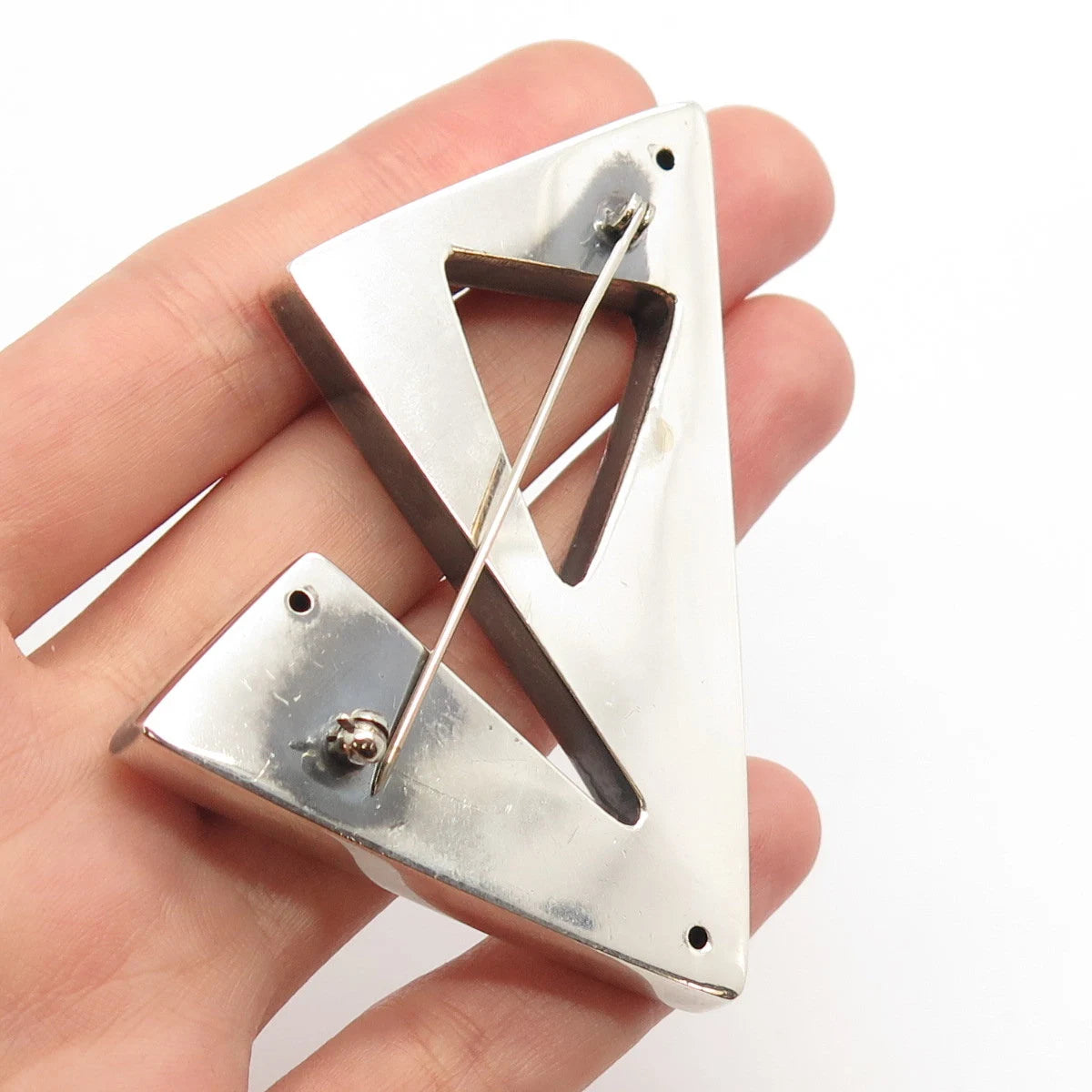 925 Sterling Silver Vintage Geometric Pin Brooch