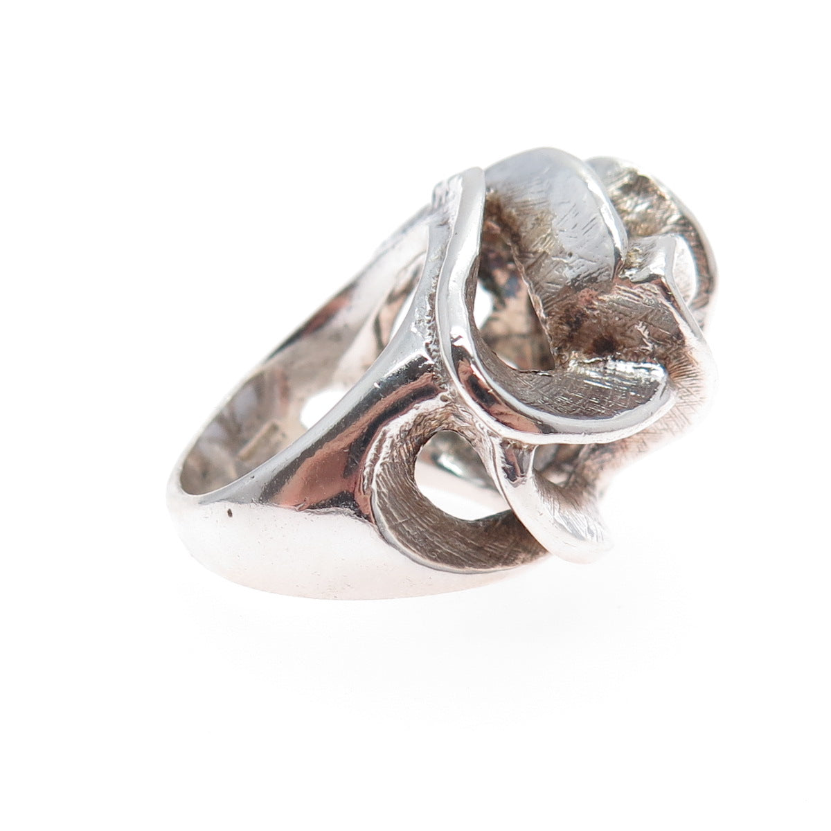 925 Sterling Silver Vintage Modernist Oxidized Ring Size 6.25