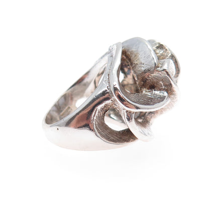 925 Sterling Silver Vintage Modernist Oxidized Ring Size 6.25