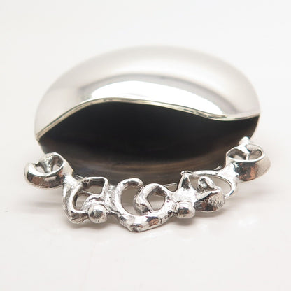 925 Sterling Silver Vintage Round Modernist Pin Brooch / Pendant